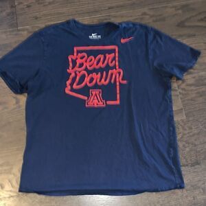 Nike Bear Down Navy Blue & Red worn Arizona Wildcats TEE T shirt XL